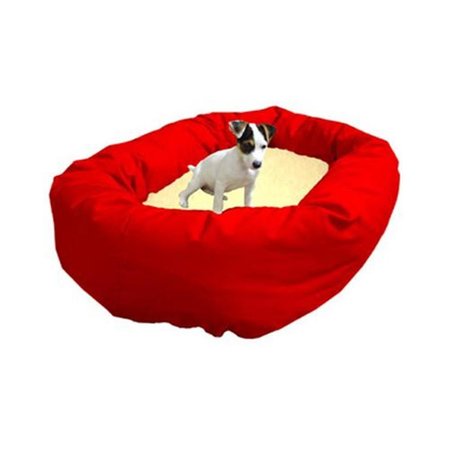 MAJESTIC PET 32 in. Medium Bagel Bed- Red and Sherpa 788995612315